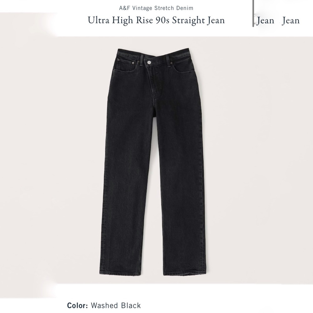 Abercrombie Ultra High Rise 90s Straight Jean Washed Black